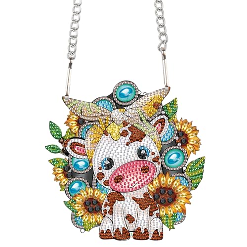 Sonnenblume Kuh Diamond Painting Hanging Kit - DIY 5D Diamant Kristall Anhänger für Fenster, Wand oder Home Dekoration, Handgemachte Kunst Ornament Geschenk für Erwachsene von AiYuanzsh