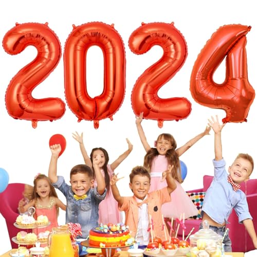2024 Folien-Zahlenballons | 40 Zoll dekorative Luftballons,Ästhetische Riesen-Universal-Neujahrsballons 2024 für Festival-Partyzubehör Aibyks von Aibyks