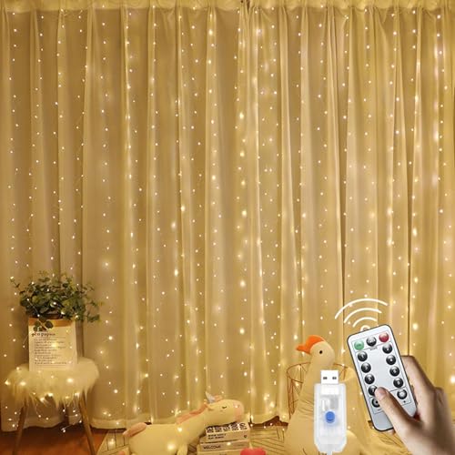 Aibyks LED-Drahtlichter - Warme Lichterketten für Schlafzimmer,USB-Lade-Fernbedienungs-Lichterkette, Kupferdraht, funkelnde, Lichterkette, Einmachglas-, Party-Heimdekoration von Aibyks