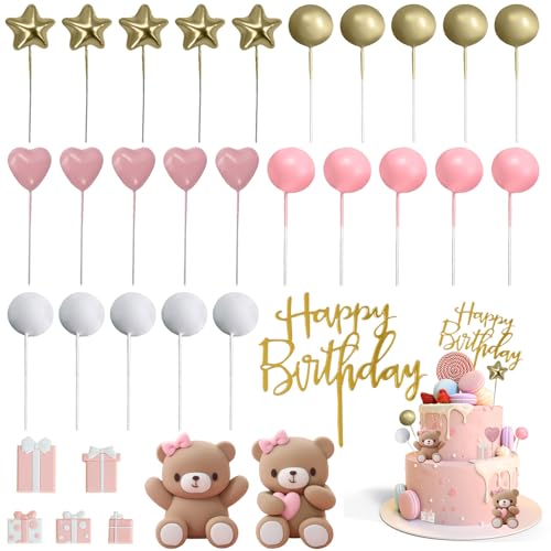 2 Stücke Bär Kuchen Deko: Tortendeko Kit Rosa Kuchen Dekoration Mädchen Bär Geburtstagstorte Deko Happy Birthday Tortendeko Baby Dusche für Babyparty Hochzeit Kuchendekoration 2 Stücke Bär Kuchen Deko: Tortendeko Kit Rosa Kuchen Dekoration Mädchen Bär Geburtstagstorte Deko Happy Birthday Tortendeko Baby Dusche für Babyparty Hochzeit Kuchendekoration von Aicharynic