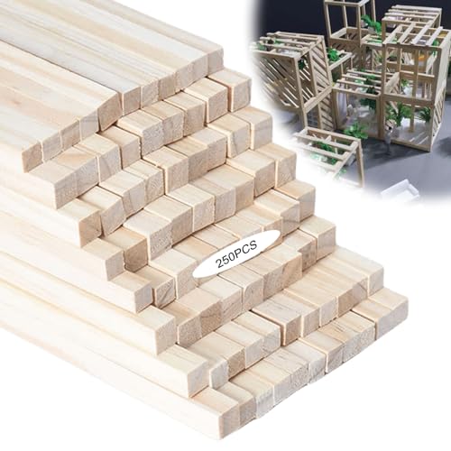 250 PCS Natürliche Bambusstreifen, 30cm Stabile Quadratisch Holzstäbchen, Extra Lange zum Basteln aus Naturholz Holzleisten zum Basteln, Holzstäbchen für Heimwerker Schnitzen Basteln von Aicharynic