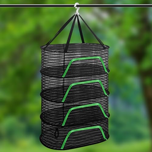Aicharynic Trockennetz Kräuter, 4-lagiges Trockennetz Drying Rack, Kräutertrockner Hängend mit Haken Reißverschluss, Trocknungsnetz Klappbar Geeignet Getrocknetem Blumen, Fisch, Fleisch, Kräutern Aicharynic Trockennetz Kräuter, 4-lagiges Trockennetz Drying Rack, Kräutertrockner Hängend mit Haken Reißverschluss, Trocknungsnetz Klappbar Geeignet Getrocknetem Blumen, Fisch, Fleisch, Kräutern von Aicharynic