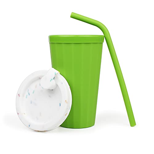 16 Unzen Becher mit Deckel und Strohhalm, wiederverwendbare Trinkbecher, mattierte Becher zum Trinken, Wasserbecher in Lebensmittelqualität, unzerbrechlich, langlebig, BPA-frei（Grün） von Aichoof