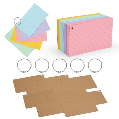 Karteikarten A7 (13x8cm) - 250 Stück Liniert & Mehrfarbig - Vokabelkarten, Lernkarten, Prüfungsvorbereitung - Für Schule, Studium, Büro & Präsentationen von Aicoimy