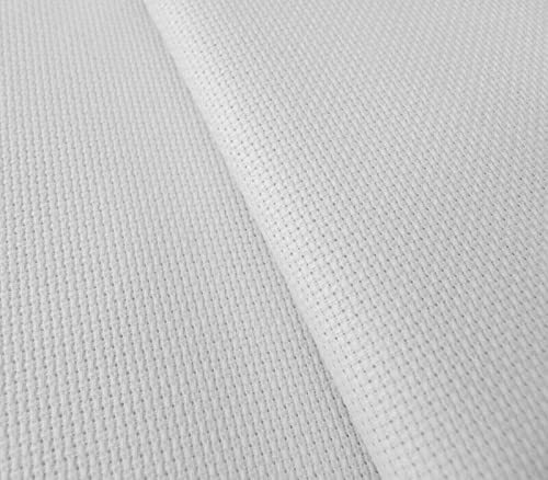 Aida Stern Zweigart 100% Baumwolle | 14 ct - 5,4 Stiche/cm | Ideal für Kreuzstichmuster (Weiß, 110x100 cm) von Aidalux