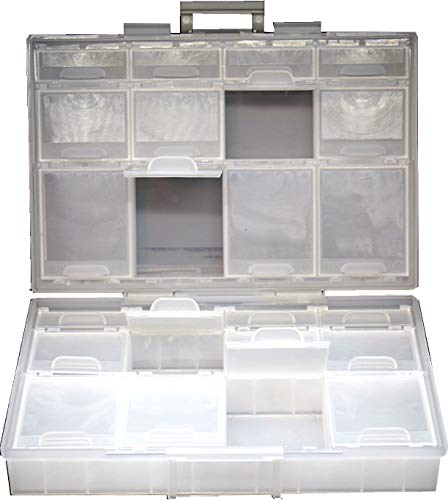 Aidetek Halbtransparente Box mit 24 kleinen Teilen, Perlen, Schreibwaren, Schmuckbox, Organizer für sortierte Teile, 3 Größen, 24 Fächer mit Deckel von AideTek