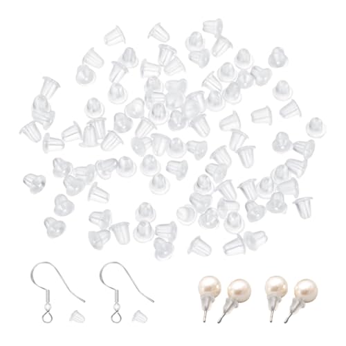 300 Stück Silikon Ohrring Stopper Ohrringverschlüsse ohrring stecker verschluss aus Transparent,für Damen(Größe 4 * 4 mm) von Aidqxbaoer