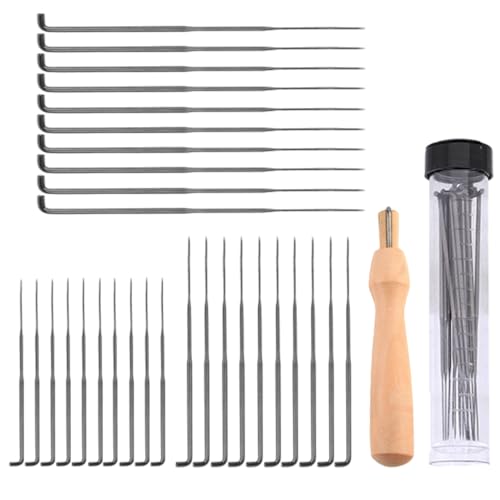 Filznadeln Set,30 Filznadeln (3 Größen), 1 Filz Holzgriff Werkzeug und 1 Transparente Flasche,ideal für Anfänger oder Profis ﻿ von Aidqxbaoer