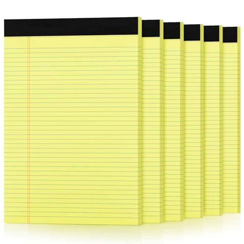 Gelbe Notizblöcke, 21,6 x 29,5 cm, schmal, liniert, Notizblöcke, gelbes Papier, College-liniert, hochwertiges dickes Papier, 30 Blatt pro Schreibblock, doppelseitig, bedruckt, 6 Stück von Aidunmis