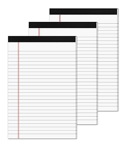 Aidunmis Kleine Notizblöcke, 12,7 x 20,3 cm, Weiß, 12,7 x 20,3 cm, Rechtsblock, 80 g/m², liniert, 12,7 x 20,3 cm, College-Schreibblöcke, 30 Blatt/Block, 25 Zeilen, Notizblöcke für Schule, Büro, 3 von Aidunmis