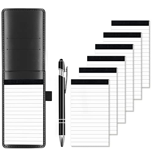 Aidunmis Mini Notizbuch Leder Set 8 Stück, Taschen Notizblock Halter mit Stift und 6 Ersatzblock Notizbuch Klein Notizzettel 30 Blatt pro Block von Aidunmis