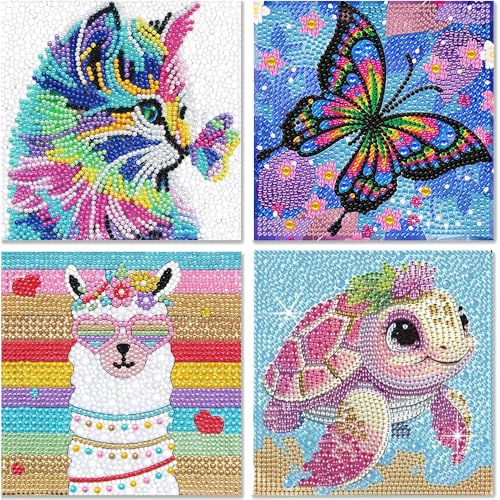 Aieraczy 4 Stück 5D Diamond Painting Bilder Kinder, Diamond Painting Full Set, Diamond Painting Tiere Klein, DIY Diamant Malerei, Basteln Mädchen 6-12 Jahre, für Geschenk Junge, Erwachsene Aieraczy 4 Stück 5D Diamond Painting Bilder Kinder, Diamond Painting Full Set, Diamond Painting Tiere Klein, DIY Diamant Malerei, Basteln Mädchen 6-12 Jahre, für Geschenk Junge, Erwachsene von Aieraczy