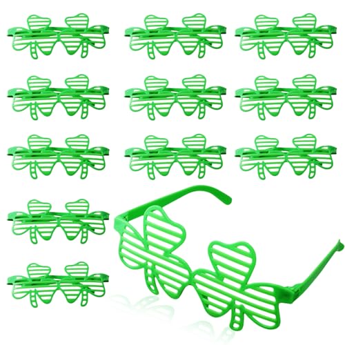 Aifrymne 12 Paar St. Patrick's Day Kleeblatt-Gläser – grüne Brille für Partygeschenke, St. Patrick's Day Dekorationen und Kostümzubehör – umweltfreundlicher Kunststoff, bequeme Passform von Aifrymne
