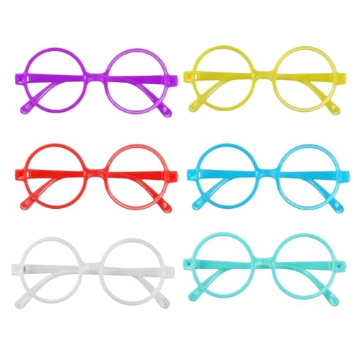 Aifrymne Zaubererbrille für Kinder, Kunststoff, bunt, linsenlos, rund, für Kinder und Erwachsene, perfekt für Kostümpartys, Cosplay und Mottopartys, 6 Stück Aifrymne Zaubererbrille für Kinder, Kunststoff, bunt, linsenlos, rund, für Kinder und Erwachsene, perfekt für Kostümpartys, Cosplay und Mottopartys, 6 Stück von Aifrymne
