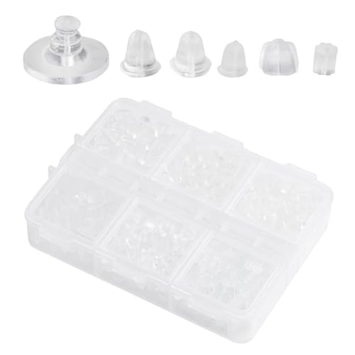 Silikon-Ohrring-Verschlüsse für Ohrstecker in 6 Stilen, transparent, weich, hypoallergen, Sicherheitsverschlüsse für Ohrstecker, schwere Ohrringe und Hakenohrringe, schön für DIY-Schmuckprojekte und Silikon-Ohrring-Verschlüsse für Ohrstecker in 6 Stilen, transparent, weich, hypoallergen, Sicherheitsverschlüsse für Ohrstecker, schwere Ohrringe und Hakenohrringe, schön für DIY-Schmuckprojekte und von Aifrymne