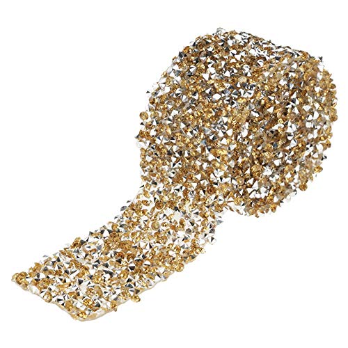 Aigend Diamantband, Diamant-Mesh-Wickelrolle, glitzerndes Kristall-Strassband für Hochzeitsdekoration (Gold) von Aigend
