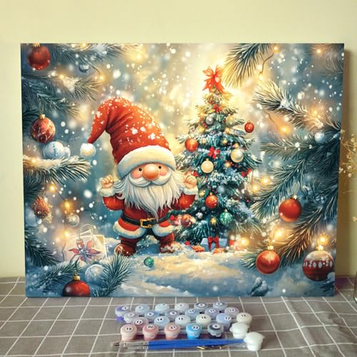 Aihonmin Malen nach Zahlen für Erwachsene und Anfänger auf Leinwand, Weihnachtswichtel, DIY-Ölgemälde, Basteln, Acryl, Stillleben, Gemälde, Heimdekoration, Geschenke, 40,6 x 50,8 cm (rahmenlos) von Aihonmin