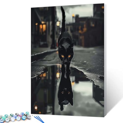 Malen nach Zahlen für Erwachsene, DIY-Tierreflexion im Wasser, schwarze Katze oder schwarzer Panther, Leinwand-Ölgemälde-Set, Acryl-Aquarellfarbe für Anfänger, Kinder, Zuhause, Wandkunst-Dekor Malen nach Zahlen für Erwachsene, DIY-Tierreflexion im Wasser, schwarze Katze oder schwarzer Panther, Leinwand-Ölgemälde-Set, Acryl-Aquarellfarbe für Anfänger, Kinder, Zuhause, Wandkunst-Dekor von Aihonmin