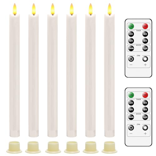 AiiBowy Led Kerzen [6er Set ] Flammenlose Kerze, 24 Stunden Timer Funktion mit Fernbedienung, Batteriebetriebene mit 3D Flamme, Led Fensterkerzen, LED Kerzen Home Deko Weihnachten Party, Elfenbeinweiß von AiiBowy