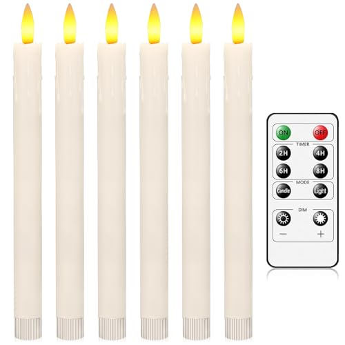 AiiBowy Led Kerzen mit Frnbedienung [6er Set ] Flammenlose Kerze, LED Echtwachskerzen, LED stabkerzen, Batteriebetriebene mit 3D Flamme, Led Fensterkerzen, Home Deko Weihnachten Party, Elfenbeinweiß von AiiBowy
