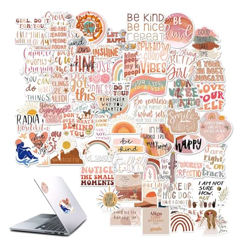 Aikeis 60 inspirierende Retro-Aufkleber, inspirierende ästhetische Aufkleber für Frauen, Erwachsene, Kinder, Teenager, Lehrer, wasserfeste Frontaufkleber für Laptops, Wasserflaschen, Sammelalben von Aikeis