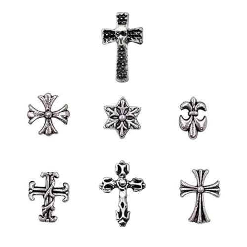 Aikeis 70 Stück Nagelzubehör Kreuznagelornamente – Nageldesign Metallnagelornamente Damen Nail Art Supplies Gothic Nail Art Ornamente Nagelzubehör Nagelkreuzornamente von Aikeis