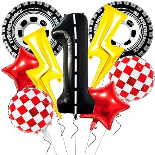 Lightning Race Car Geburtstagsparty-Dekorationen, 76,2 cm, Reifenrennauto-Luftballons, Blitzbolzen, Folienballons, 101,6 cm, Rennstrecke, Nummer 1, Ballon für 1. Autos, Motto-Party-Dekorzubehör Lightning Race Car Geburtstagsparty-Dekorationen, 76,2 cm, Reifenrennauto-Luftballons, Blitzbolzen, Folienballons, 101,6 cm, Rennstrecke, Nummer 1, Ballon für 1. Autos, Motto-Party-Dekorzubehör von Aikitub