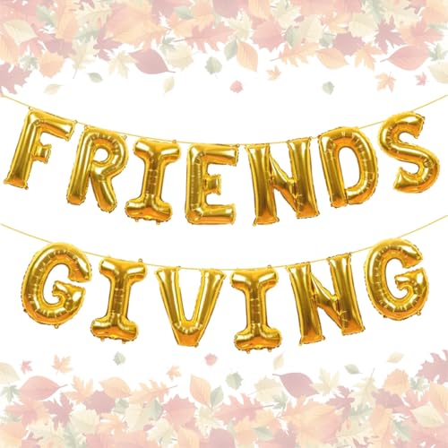 Luftballons mit Aufschrift "Friendsgiving Balloons", 40,6 cm, Goldbuchstaben, Folienballons, Banner für Thanksgiving, Freunde, Party-Dekoration, Zubehör Luftballons mit Aufschrift "Friendsgiving Balloons", 40,6 cm, Goldbuchstaben, Folienballons, Banner für Thanksgiving, Freunde, Party-Dekoration, Zubehör von Aikitub