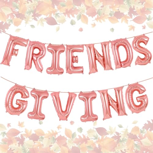 Luftballons mit Aufschrift "Friendsgiving Balloons", 40,6 cm, rotgoldener Buchstabe, Folienballons, Banner für Thanksgiving, Freunde, Party-Dekorzubehör Luftballons mit Aufschrift "Friendsgiving Balloons", 40,6 cm, rotgoldener Buchstabe, Folienballons, Banner für Thanksgiving, Freunde, Party-Dekorzubehör von Aikitub