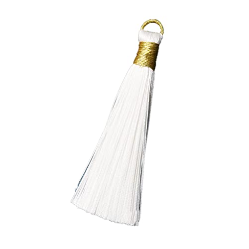 Ailan 8 cm Quaste Schlüsselanhänger Tasche Schmuckherstellung Lesezeichen hängende Fransen Anhänger Halskette Geldbörse Dekoration Handwerk Handwerk, Weiß von Ailan
