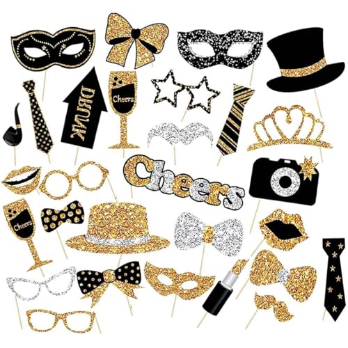 30 Stück Foto Requisiten Set - Lustige Fotobox Accessoires für Geburtstag, Hochzeit, Weihnachten, Karneval & Silvester - Party Deko mit Stöcken & Aufklebern - Aililong Fotorequisiten Zubehör 30 Stück Foto Requisiten Set - Lustige Fotobox Accessoires für Geburtstag, Hochzeit, Weihnachten, Karneval & Silvester - Party Deko mit Stöcken & Aufklebern - Aililong Fotorequisiten Zubehör von Aililong