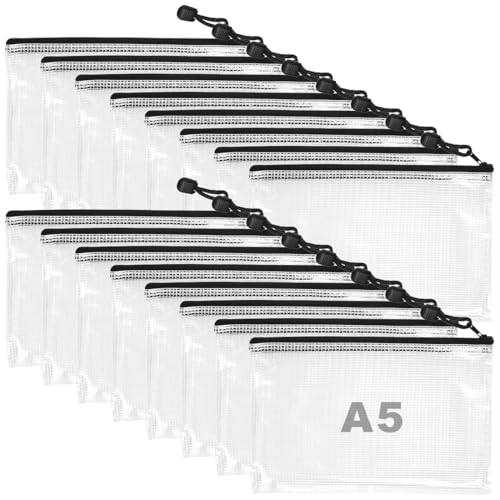 Aililong 16 Stück Dokumententasche A5 - wasserdichte Transparente Dokumentenmappe mit Reißverschluss und Mesh-Design für Bürobedarf, Papier und Reisen Aililong 16 Stück Dokumententasche A5 - wasserdichte Transparente Dokumentenmappe mit Reißverschluss und Mesh-Design für Bürobedarf, Papier und Reisen von Aililong