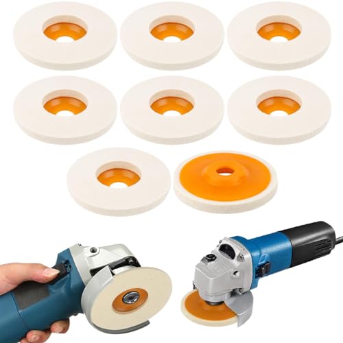 Aililong Polieraufsatz Winkelschleifer Set - 8 Stk 125mm Wolle Filz Polierscheiben für Metall, Marmor, Holz - Effiziente Polierscheiben für Winkelschleifer und Bohrmaschine von Aililong
