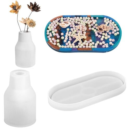 Aililong Silikonform Vase + Tablett, Hochwertige Gießformen Silikon für DIY Vase Epoxidharz Formen, Langlebige und Leicht zu Reinigende Silikonformen Gießformen für Kreative Silikon Formen Zum Gießen Aililong Silikonform Vase + Tablett, Hochwertige Gießformen Silikon für DIY Vase Epoxidharz Formen, Langlebige und Leicht zu Reinigende Silikonformen Gießformen für Kreative Silikon Formen Zum Gießen von Aililong