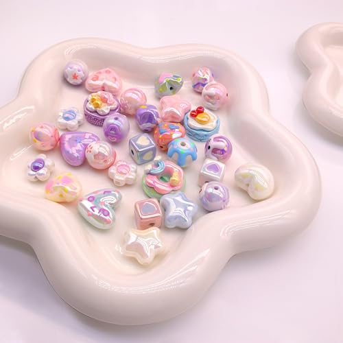 Acrylperlen in Bonbonfarben, bunt, handbemalt, niedliche lose Kunststoff-Perlen, DIY-Haarnadel-Armband, Handy-Schmuck, Auto-Zubehör, DIY-Dekorationsmaterialien (Eiscreme), 30 Stück von ailison