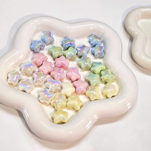 Ailison Acrylperlen in Bonbonfarben, bunt, handbemalt, niedliche lose Kunststoff-Perlen, DIY-Haarnadel-Armband, Handy-Schmuck, Auto-Zubehör, DIY-Dekorationsmaterialien (Stern), 30 Stück von ailison