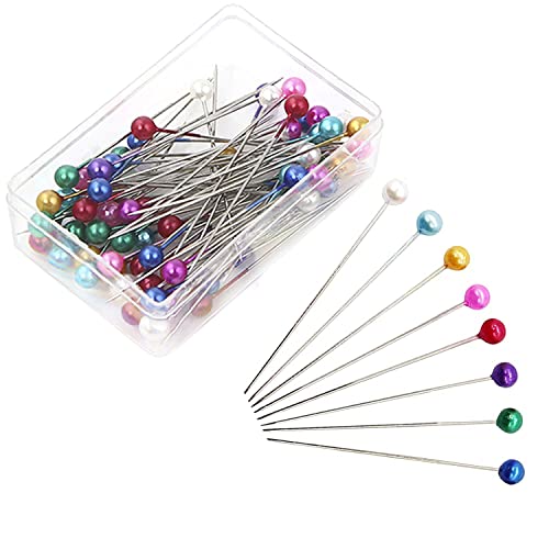 Stecknadeln mit Kopf Edelstahl Stecknadeln mit Kunststoffkopf,Mehrfarbig Fstecknadeln für Basteln Nähen Säumen Craft,Jewelry Komponenten Dekoration (100PCS) von Ailiver