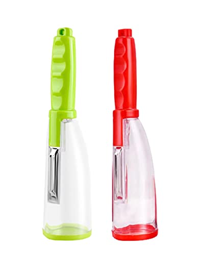 Ailovone Sparschäler mit Behälter Multifunctional Peeler Kartoffelschäler Gemüseschäler Obstschäler Rutschfester Griff & Langlebige Premium Edelstahl Schäler für die Küche (2pcs) von Ailovone