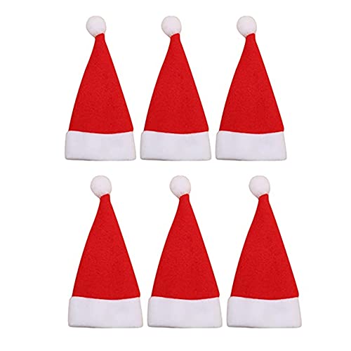 Ailovone Weihnachten Weinflaschen Taschen Weihnachten Flaschen Deko Mini Weihnachtsmütze dekorative handgemachte für Tasse Besteck Flasche Zuhause Restaurant Urlaub Tischdekoration Party (6pcs) von Ailovone