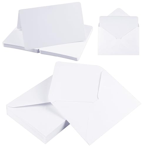 Briefumschläge mit Karten Blanko, 60er Set Umschläge Faltkarten, Blanko Karten zum Selbstgestalten, Kuvert Doppelkarten für Grußkarten, Einladung, Geburtstagskarten, Dankeskarten(Weiß) von Ailvor