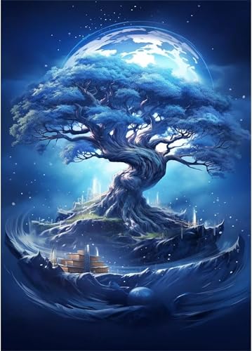 5D Blauer Baum Diamond Painting Kits,diamond Kunst Set für Erwachsene Round Full Drill DIY Diamant painting Bilder für Anfänger Kristall Kreuzstich Mosaikherstellung Home Decor 40x60cm von Aimaor