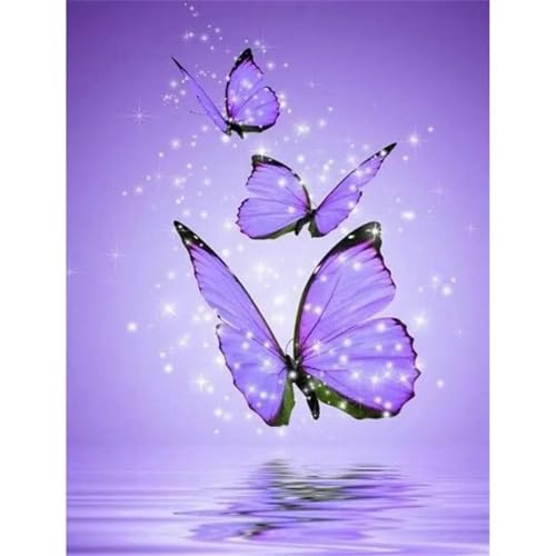 5D Lila Schmetterling Diamond Painting Kits,diamond Kunst Set für Erwachsene,Round Full Drill DIY Diamant painting Bilder für Anfänger Kristall Kreuzstich Mosaikherstellung Home Decor 100x130cm von Aimaor