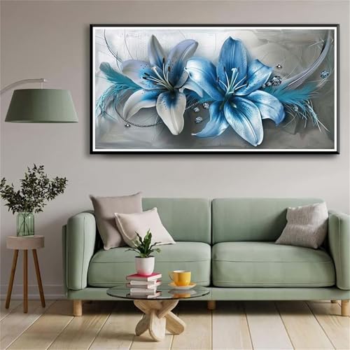Large Diamond Painting kits for Adults 5D Blaue Lilien Square diamond art for Beginner DIY Embroidery Diamond Art Full Drill Gem Crafts for Home Wall Decor 30x60cm von Aimaor