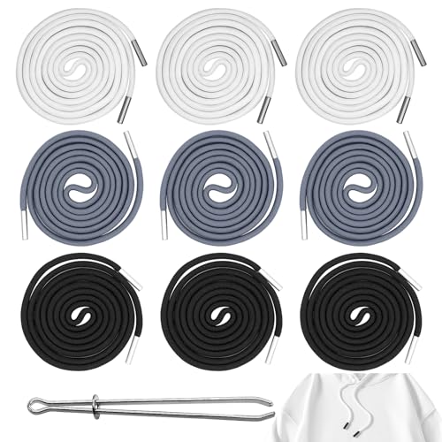 AIMEKE 9 Stück Kordel für Jogginghose, Universal Kordelzug 130 cm, Metall Kordelenden mit Einfädler, Ersatzschnüre für Jacken Hoodie Jogginghose Hosen Sporthosen (3 Farben) von Aimeke
