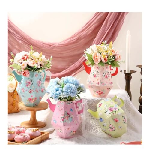 Papier-Teekannen-Vase und 24-teiliges Schmetterlingsset, Vintage-Teeparty-Dekorationen für Hochzeit, Babyparty, Prinzessinnengeburtstag, Tischdekoration, 12 Stück Papier-Teekannen-Vase und 24-teiliges Schmetterlingsset, Vintage-Teeparty-Dekorationen für Hochzeit, Babyparty, Prinzessinnengeburtstag, Tischdekoration, 12 Stück von Aimery