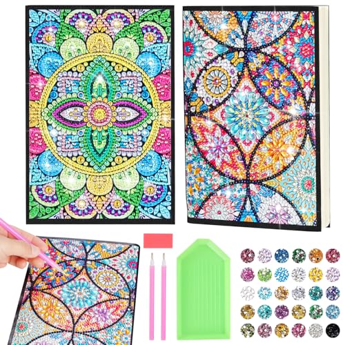 2er-Set Diamond Painting Notizbuch A5 5D DIY Deko-Notizbuch Blanko Tagebuch für Mädchen, hochwertige Papierqualität, Blumenmuster, Geschenkidee für Geburtstag, Bastelset Handgemachtes Spielzeug von Aimorty