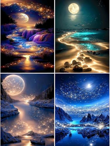 Aimorty 4 Stück Diamant Painting Set Diamond Painting Erwachsene Kinder Diamant Painting Bilder 5D Dimond Painting Mond Diamanten Painting Zubehör für Das wohnzimmer,Die Schlafzimmer, Die Büros Wände Aimorty 4 Stück Diamant Painting Set Diamond Painting Erwachsene Kinder Diamant Painting Bilder 5D Dimond Painting Mond Diamanten Painting Zubehör für Das wohnzimmer,Die Schlafzimmer, Die Büros Wände von Aimorty