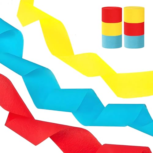 AimtoHome Luftschlangen aus Krepppapier, Party-Luftschlangen für Sportveranstaltungen, Geburtstagspartys, Abschlussdekorationen, 6 Rollen (2,4 m lang x 4,5 cm) von AimtoHome