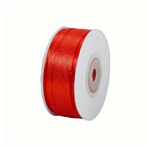 Aimtohome Rotes, schmales Band, dünnes Bastelband für Hochzeitsdekorationen, Geschenkverpackungen, Haar-Accessoires, Party-Dekoration, Polyester, doppelseitig (0,3 cm breit x 91,4 m) von AimtoHome