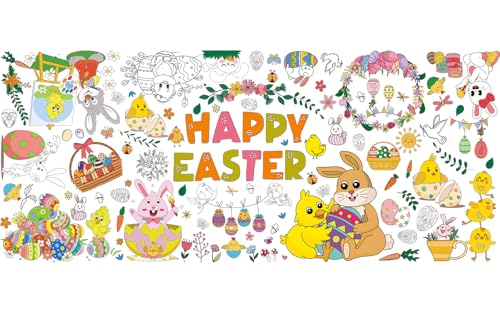 Papier-Tischdecke Ostern zum Ausmalen, 182 x 76 cm Basteln Ostern Kinder, Ostertischdecke, Tischdecke Zum Ausmalen, Bastelposter Für Spiele Und Aktivitäten, Mal Mich Bunt von AinDen